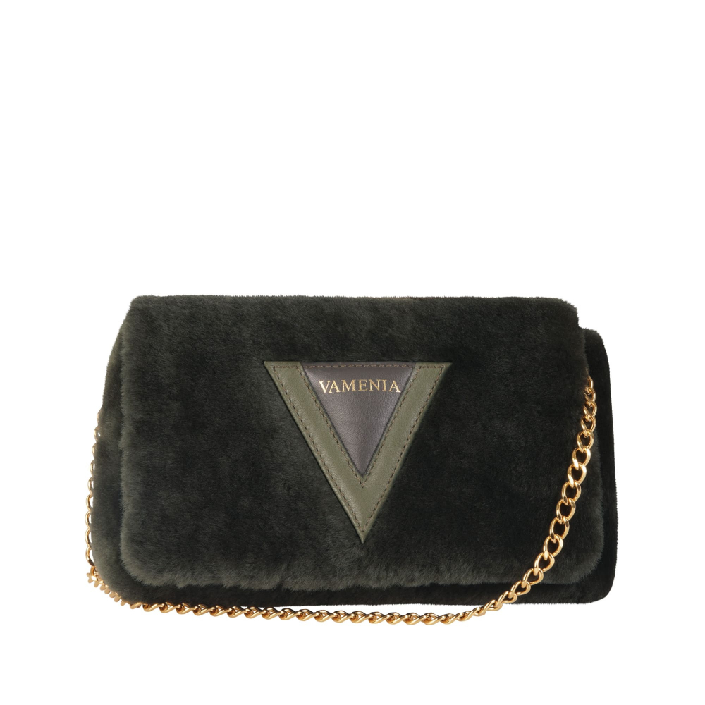 Crossbody Bag aus Lammfell in grün -EPONA- MINI
